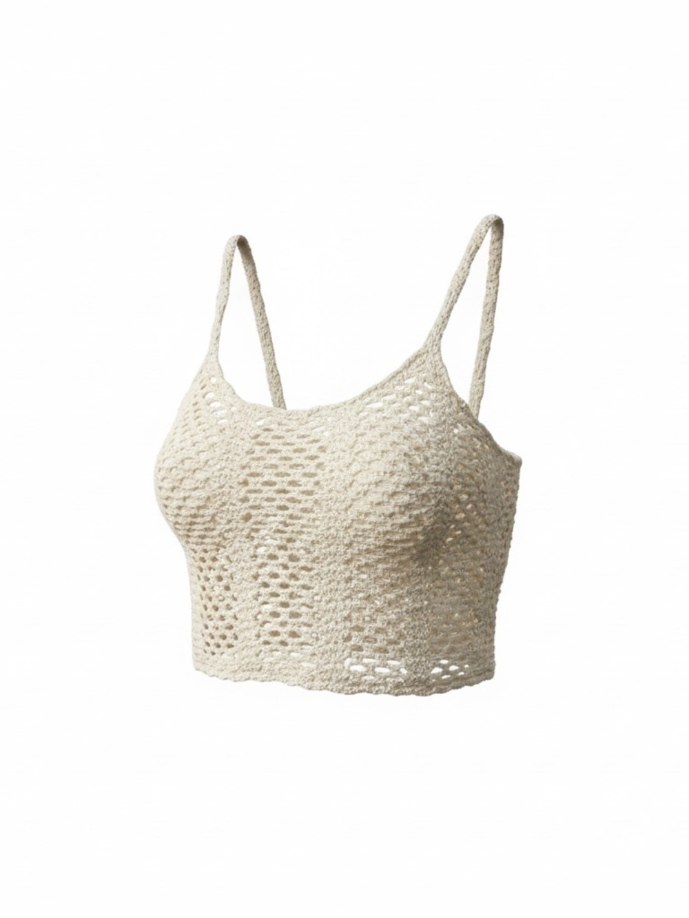 Lucy Paris Crochet Tank in Beige-Cream. Size medium.